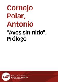 "Aves sin nido". Prólogo / Antonio Cornejo Polar | Biblioteca Virtual Miguel de Cervantes