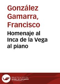 Homenaje al Inca de la Vega al piano | Biblioteca Virtual Miguel de Cervantes