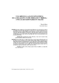 Una mirada a "Algo más acerca de la relación entre Derecho y moral" (1992) de Ernesto Garzón Valdés / Victoria Roca | Biblioteca Virtual Miguel de Cervantes