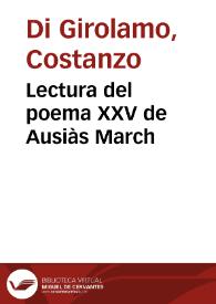 Lectura del poema XXV de Ausiàs March | Biblioteca Virtual Miguel de Cervantes