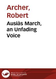 Ausiàs March, an Unfading Voice | Biblioteca Virtual Miguel de Cervantes
