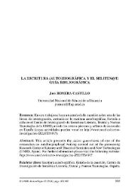 La escritura (auto)biográfica y el SELITEN@T: guía bibliográfica / José Romera Castillo | Biblioteca Virtual Miguel de Cervantes