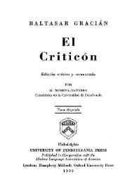 El Criticón. Tomo Segundo / Baltasar Gracián; edición crítica y comentada por M. Romera-Navarro | Biblioteca Virtual Miguel de Cervantes