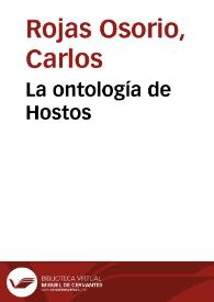 La ontología de Hostos | Biblioteca Virtual Miguel de Cervantes