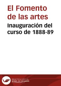 Inauguración del curso de 1888-89 | Biblioteca Virtual Miguel de Cervantes