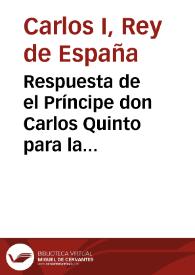 Respuesta de el Príncipe don Carlos Quinto para la Reina Germana su abuela | Biblioteca Virtual Miguel de Cervantes
