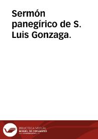 Sermón panegírico de S. Luis Gonzaga. | Biblioteca Virtual Miguel de Cervantes