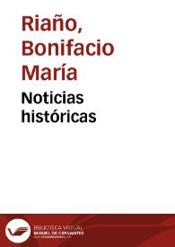 Noticias históricas | Biblioteca Virtual Miguel de Cervantes