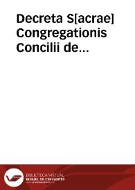 Decreta S[acrae] Congregationis Concilii de Regularibus Apostatis & Eiectis | Biblioteca Virtual Miguel de Cervantes