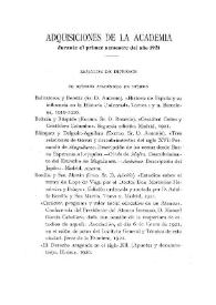 Adquisiciones de la Academia durante el primer semestre del año 1921 | Biblioteca Virtual Miguel de Cervantes