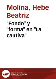 "Fondo" y "forma" en "La cautiva" | Biblioteca Virtual Miguel de Cervantes