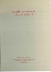 Poesía en honor de J.M. Blecua / Jorge Guillén... [et al.] | Biblioteca Virtual Miguel de Cervantes