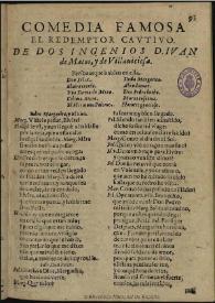 El redemptor cautiuo / de dos ingenios, D. Iuan de Matos y de Villauiciosa | Biblioteca Virtual Miguel de Cervantes