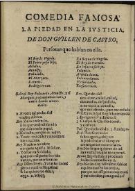 La piedad en la iusticia / de Don Guillen de Castro | Biblioteca Virtual Miguel de Cervantes