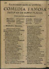La ocasion haze al ladron / de D. Iuan de Matos Fragoso | Biblioteca Virtual Miguel de Cervantes