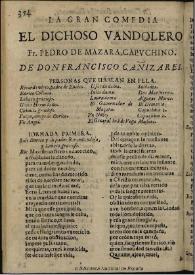 El dichoso vandolero, Fr. Pedro de Mazara, capuchino / de Don Francisco de Cañizares | Biblioteca Virtual Miguel de Cervantes
