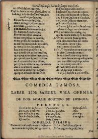 Labar [sic] sin sangre vna ofensa | Biblioteca Virtual Miguel de Cervantes