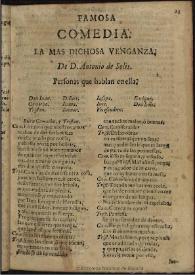 La Más dichosa venganza | Biblioteca Virtual Miguel de Cervantes