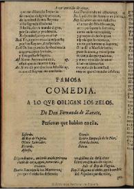 A lo qve obligan los zelos / de Don Fernando Zerate | Biblioteca Virtual Miguel de Cervantes