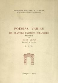 Poesías varias de grandes ingenios españoles / recogidas por Josef Alfay; edición y notas de J. M. B. | Biblioteca Virtual Miguel de Cervantes