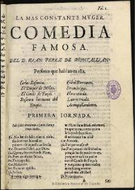 La mas constante muger / compuesta por Iuan Perez de Montaluan | Biblioteca Virtual Miguel de Cervantes