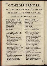 El duelo contra su dama / de D. Francisco Bances Candamo | Biblioteca Virtual Miguel de Cervantes