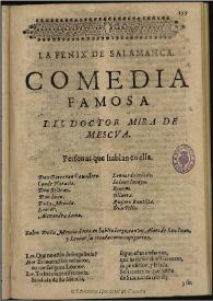 La Fenix de Salamanca / del doctor Mira de Mescua | Biblioteca Virtual Miguel de Cervantes