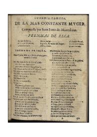 La mas constante muger / del D. Iuan Perez de Montaluan | Biblioteca Virtual Miguel de Cervantes