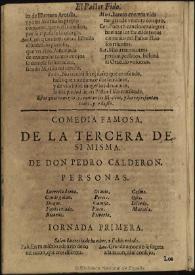 La tercera de si misma / de don Pedro Calderon | Biblioteca Virtual Miguel de Cervantes