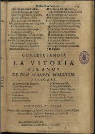 La victoria del amor / de don Manuel Morchon | Biblioteca Virtual Miguel de Cervantes
