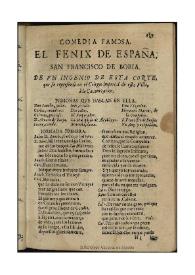 El Fenix de España, San Francisco de Borja / de vn Ingenio de esta Corte | Biblioteca Virtual Miguel de Cervantes