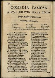 A igual agravio, no ay duelo / de D. Ambrosio de Cuenca | Biblioteca Virtual Miguel de Cervantes