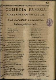 No ay cosa como callar / de D. Pedro Calderon | Biblioteca Virtual Miguel de Cervantes