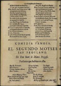 El segundo Moyses San Froylano / de don Iuan de Matos Fragoso | Biblioteca Virtual Miguel de Cervantes
