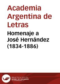 Homenaje a José Hernández (1834-1886) | Biblioteca Virtual Miguel de Cervantes