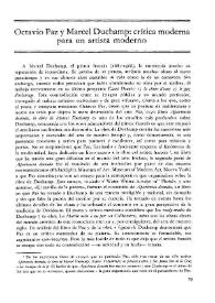 Octavio Paz y Marcel Duchamp : crítica moderna para un artista moderno / Mary Farakos | Biblioteca Virtual Miguel de Cervantes