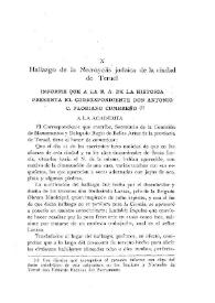 Hallazgo de la necrópolis judaica de la ciudad de Teruel / Antonio Floriano Cumbreño | Biblioteca Virtual Miguel de Cervantes