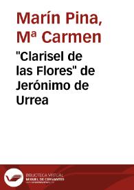 "Clarisel de las Flores" de Jerónimo de Urrea / María del Carmen Marín Pina | Biblioteca Virtual Miguel de Cervantes