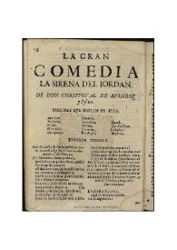 La sirena del Iordan / de Don Christoual de Monroy y Sylua | Biblioteca Virtual Miguel de Cervantes