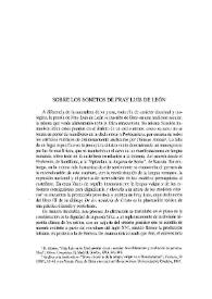 Sobre los sonetos de Fray Luis / Pedro Ruiz Pérez | Biblioteca Virtual Miguel de Cervantes