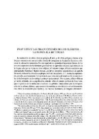 Fray Luis de León y las traducciones de los clásicos : la elegía II.iii de Tibulo / Lía Schwartz | Biblioteca Virtual Miguel de Cervantes