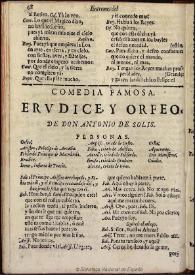 Erudice y Orfeo [entre 1725-1800] / de don Antonio de Solis | Biblioteca Virtual Miguel de Cervantes