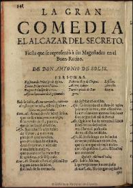 El alcazar del secreto  [1681] / de Don Antonio de Solís | Biblioteca Virtual Miguel de Cervantes