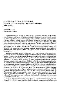Poesía e Historia en torno a Lepanto : el ejemplo de Fernando de Herrera / Juan Montero | Biblioteca Virtual Miguel de Cervantes