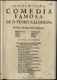 La vida es sueño / de don Pedro Calderon de la Barca | Biblioteca Virtual Miguel de Cervantes