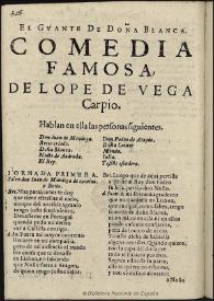 El guante de doña Blanca / comedia famosa de Lope de Vega Carpio | Biblioteca Virtual Miguel de Cervantes