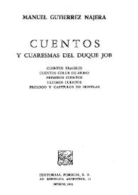 Cuentos y cuaresmas del duque Job / Manuel Gutiérrez Nájera | Biblioteca Virtual Miguel de Cervantes