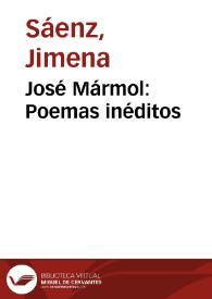 José Mármol: Poemas inéditos / Jimena Sáenz | Biblioteca Virtual Miguel de Cervantes