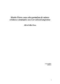 "Martín Fierro" como obra portadora de valores cristianos enraizados en el ser cultural argentino | Biblioteca Virtual Miguel de Cervantes