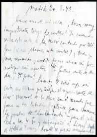 Carta de Francisco Rabal a Asunción Balaguer. Madrid, 20 de septiembre de 1949 | Biblioteca Virtual Miguel de Cervantes